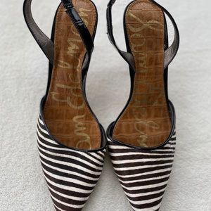 Sam Edelman Orly Zebra Fur Slingback Heels Size 7M